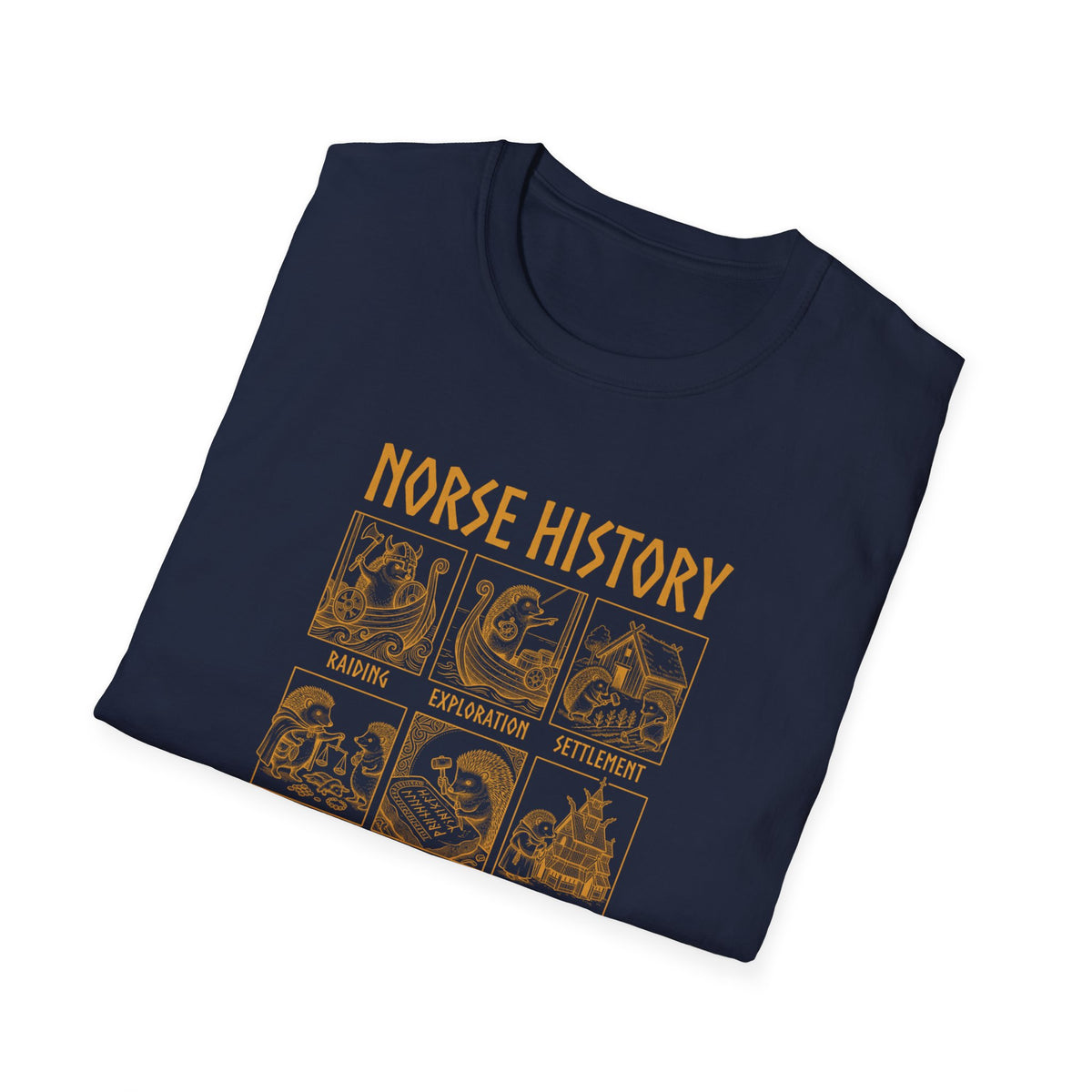 Norse History (As Demonstrated By Hedgehogs) Unisex Softstyle T-Shirt