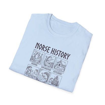 Norse History (As Demonstrated By Hedgehogs) Unisex Softstyle T-Shirt