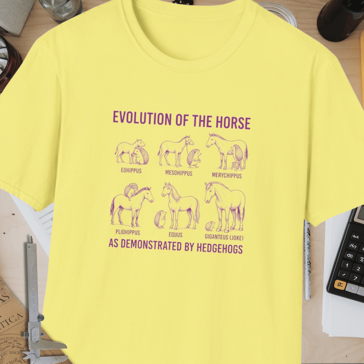 Evolution Of The Horse (As Demonstrated By Hedgehogs) Unisex Softstyle T-Shirt