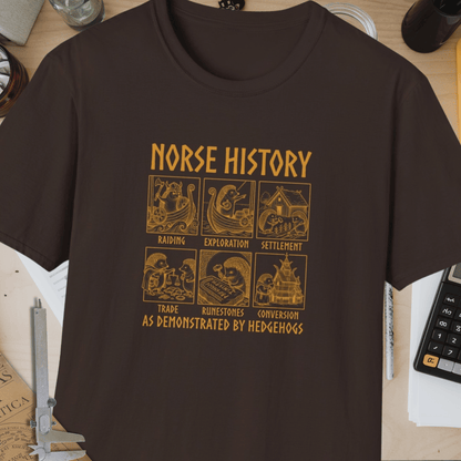 Norse History (As Demonstrated By Hedgehogs) Unisex Softstyle T-Shirt