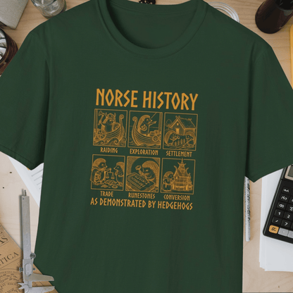 Norse History (As Demonstrated By Hedgehogs) Unisex Softstyle T-Shirt