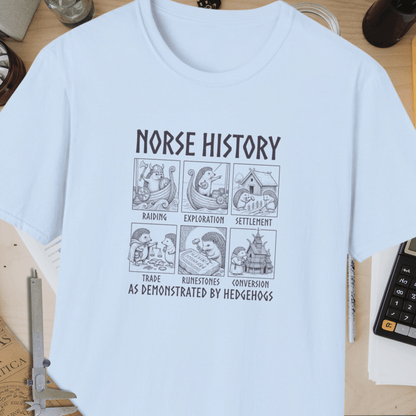 Norse History (As Demonstrated By Hedgehogs) Unisex Softstyle T-Shirt