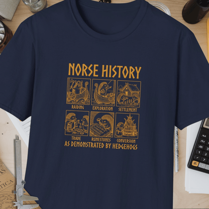 Norse History (As Demonstrated By Hedgehogs) Unisex Softstyle T-Shirt