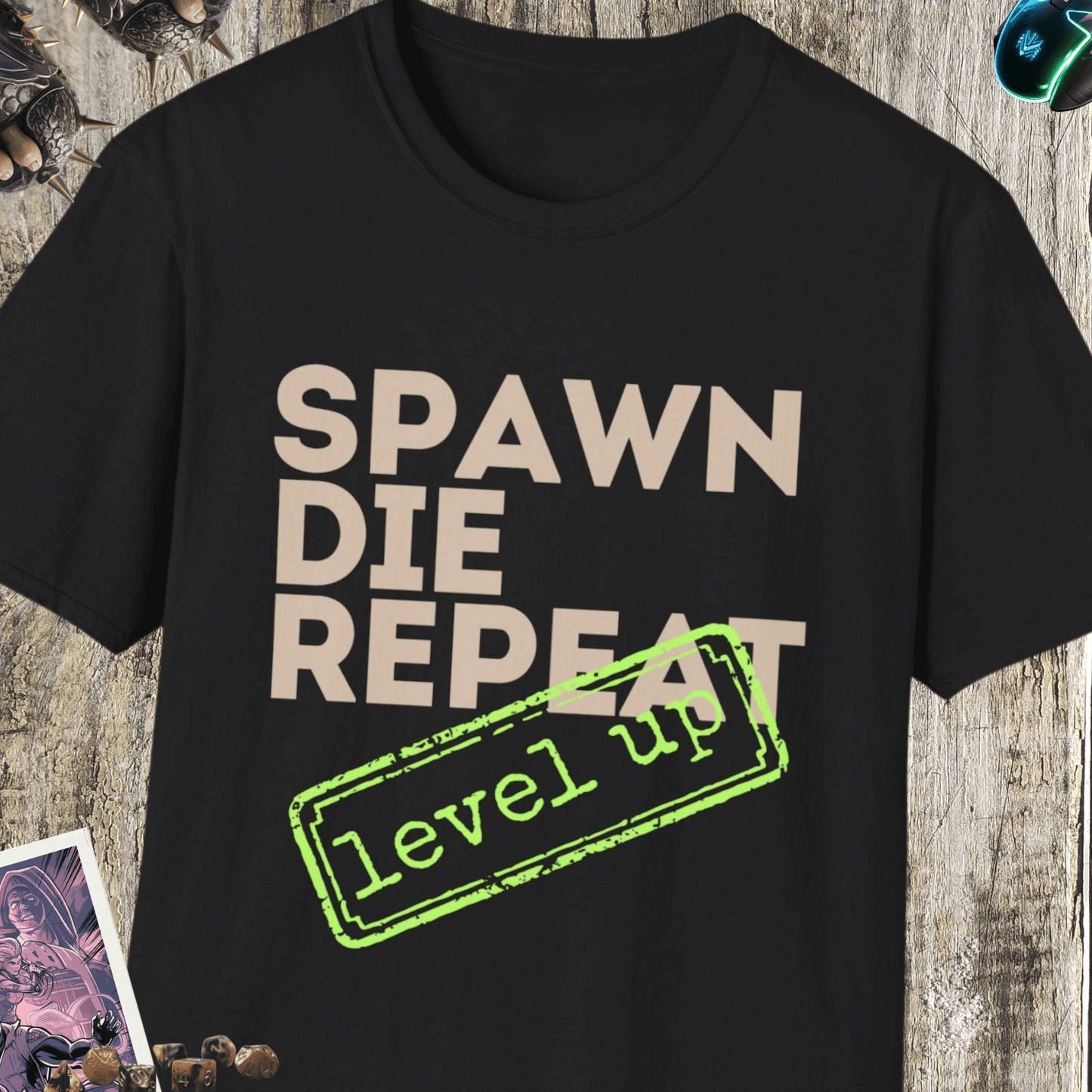 Spawn, Die, Repeat Unisex Softstyle T-Shirt